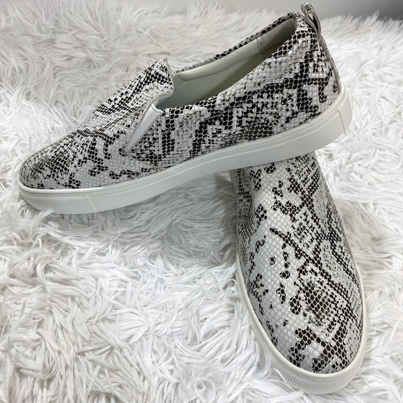 faux snakeskin slip on sneakers